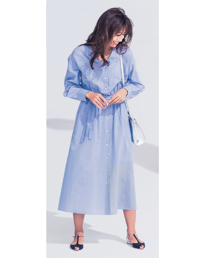 人気のファッショントレンド 心に強く訴える水色 レース ワンピース コーデ